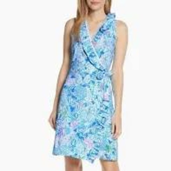 Lilly Pulitzer Dresses & Skirts - Lilly Pulitzer‎ Size XS Romee Wrap Dress in Blue Lion Around Print
